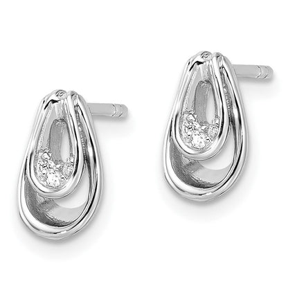 Sterlingsilber Rhodiniert Poliert Zirkonia Stecker Ohrhänger