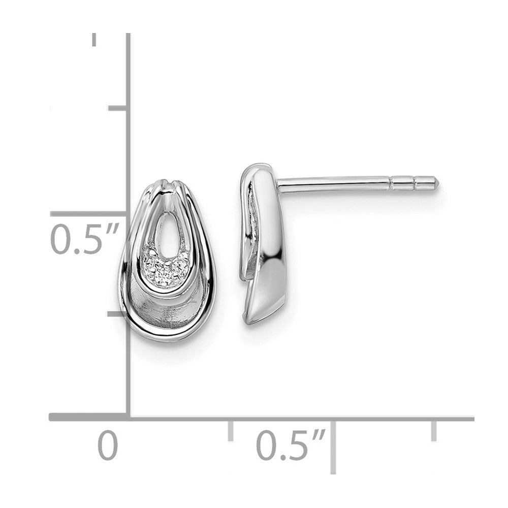 Sterlingsilber Rhodiniert Poliert Zirkonia Stecker Ohrhänger