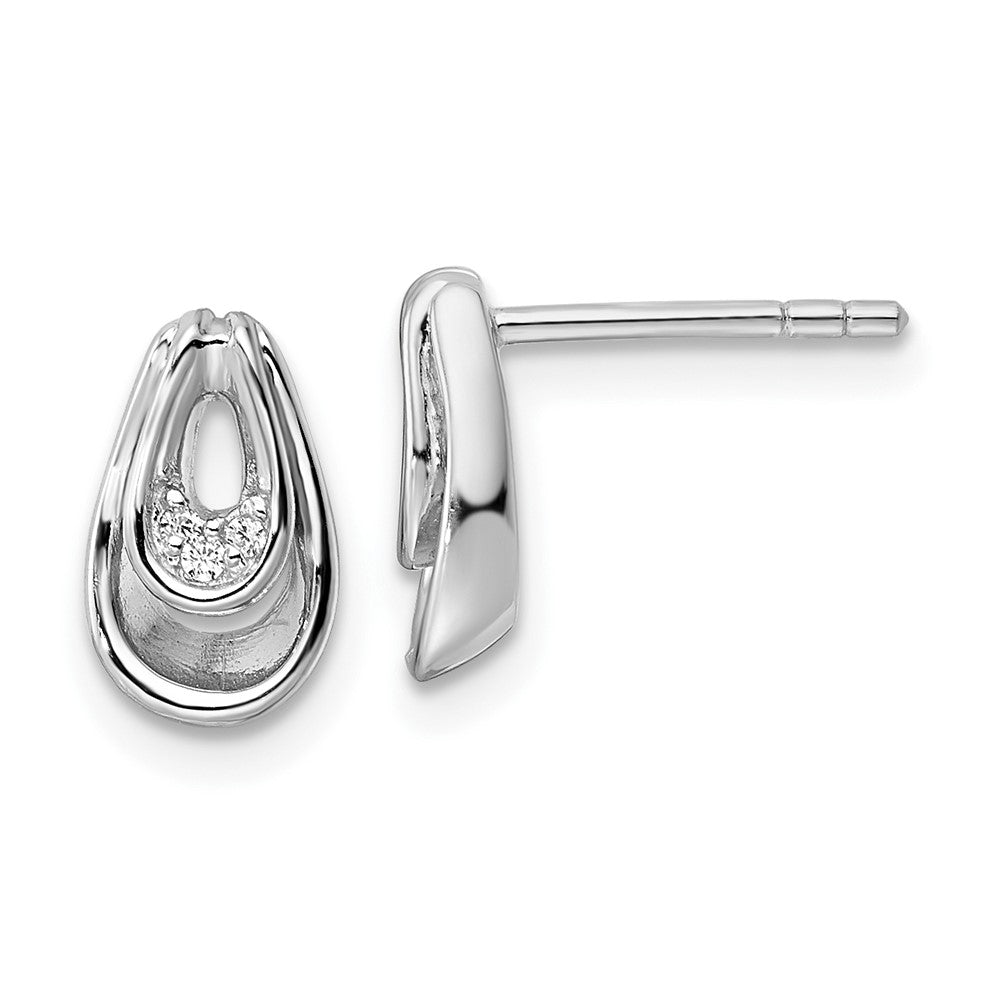 Sterlingsilber Rhodiniert Poliert Zirkonia Stecker Ohrhänger