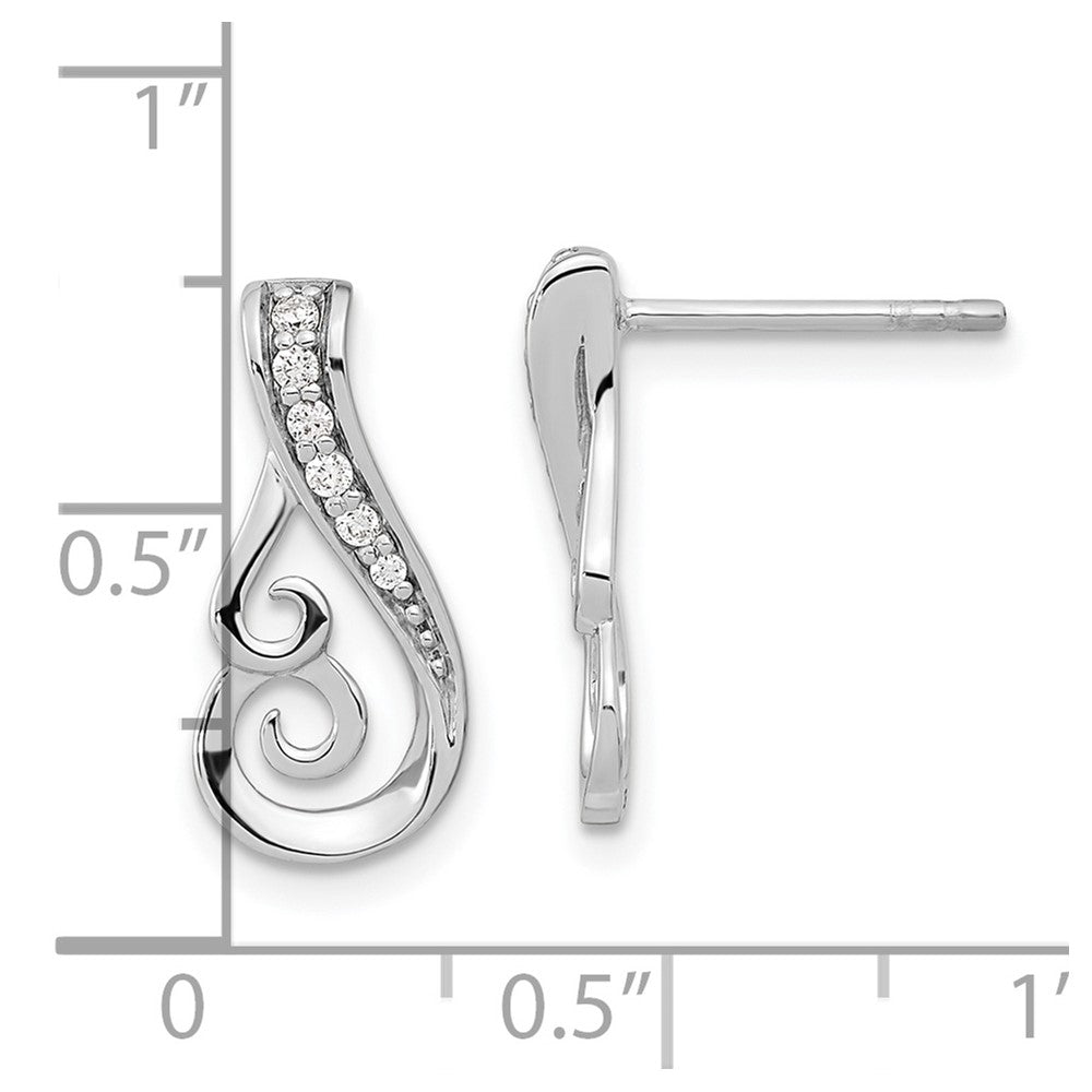 Sterlingsilber Rhodiniert Poliert Zirkonia Ohrstecker