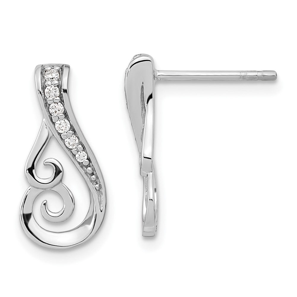 Sterlingsilber Rhodiniert Poliert Zirkonia Ohrstecker
