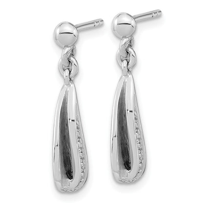 Sterlingsilber Rhodiniert Gebürstet & Poliert Zirkonia Hängend Ohrstecker