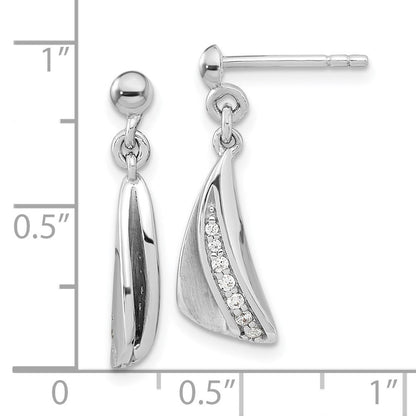 Sterlingsilber Rhodiniert Gebürstet & Poliert Zirkonia Hängend Ohrstecker
