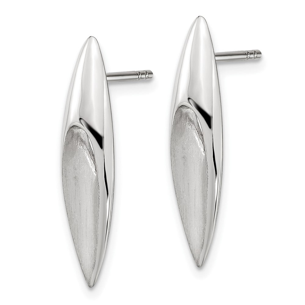 Sterlingsilber Satiniert & Poliert Fantasie Tropfen Ohrstecker