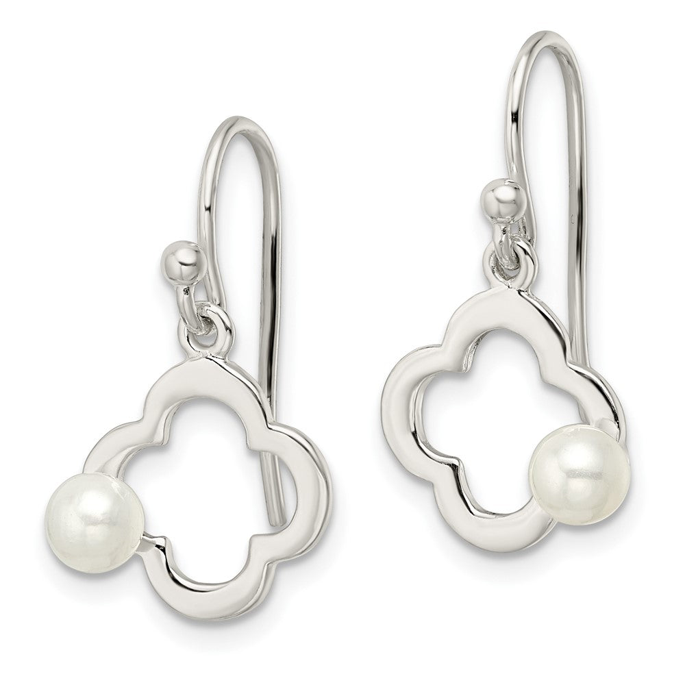 Sterlingsilber Poliert Imitat Perle Klee Hirte Haken Ohrringe