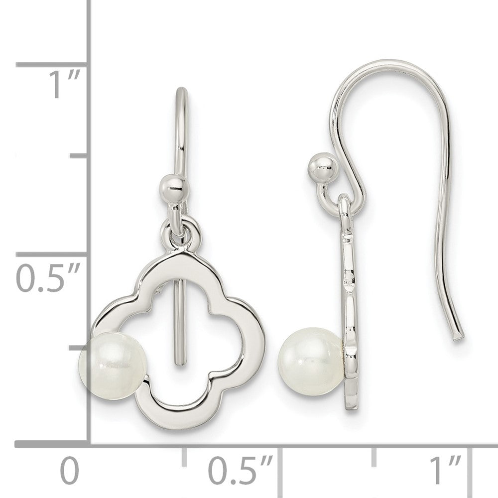 Sterlingsilber Poliert Imitat Perle Klee Hirte Haken Ohrringe