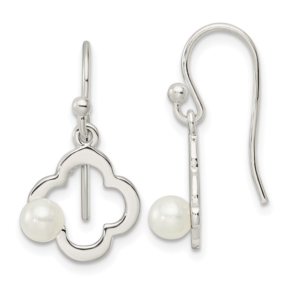 Sterlingsilber Poliert Imitat Perle Klee Hirte Haken Ohrringe