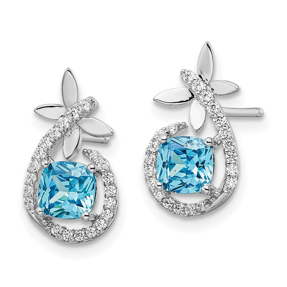 Sterlingsilber Rhodiniert Blau & Weiß Zirkonia Schmetterling Ohrstecker