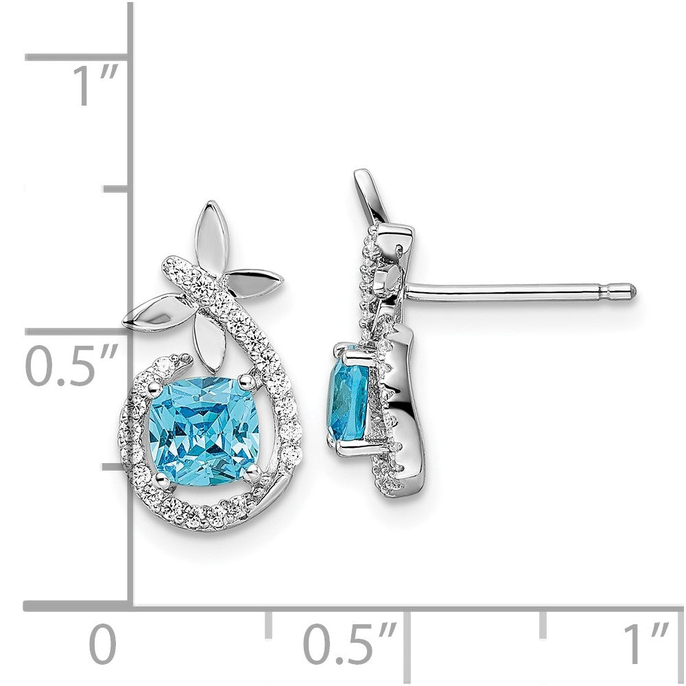 Sterlingsilber Rhodiniert Blau & Weiß Zirkonia Schmetterling Ohrstecker