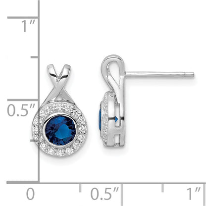 Sterlingsilber Rhodiniert Zirkonia und Glas Stein Hängend Ohrstecker