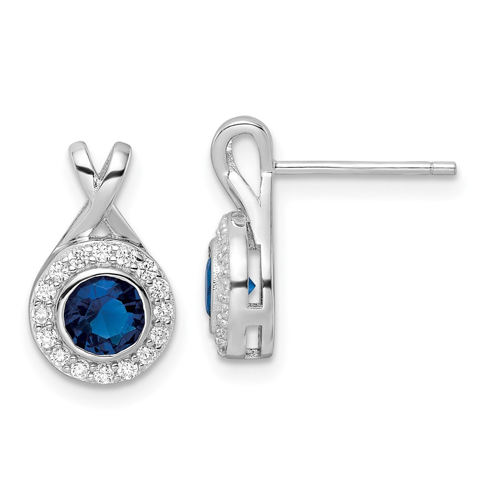 Sterlingsilber Rhodiniert Zirkonia und Glas Stein Hängend Ohrstecker