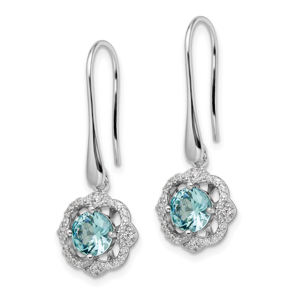 Sterlingsilber Rhodiniert Aqua & Weiß Zirkonia Ohrhänger