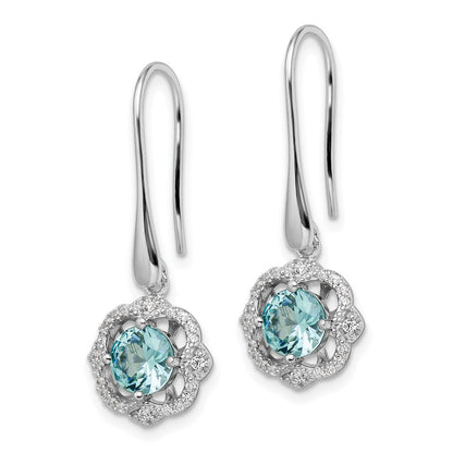Sterlingsilber Rhodiniert Aqua & Weiß Zirkonia Ohrhänger
