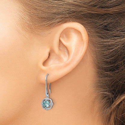 Sterlingsilber Rhodiniert Aqua & Weiß Zirkonia Ohrhänger