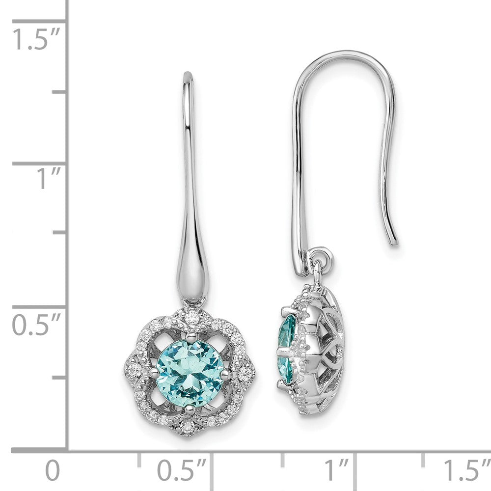 Sterlingsilber Rhodiniert Aqua & Weiß Zirkonia Ohrhänger