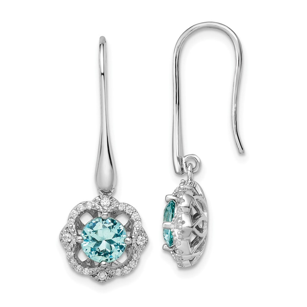 Sterlingsilber Rhodiniert Aqua & Weiß Zirkonia Ohrhänger