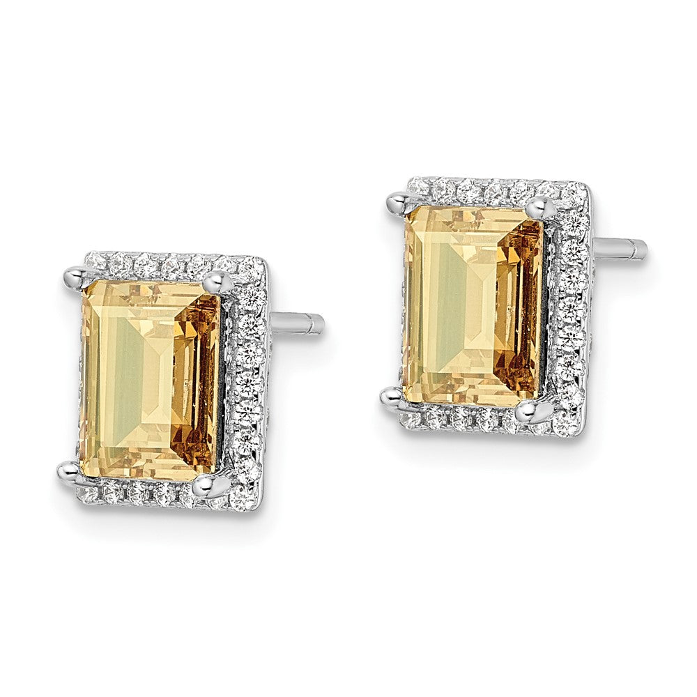 Sterlingsilber Rhodiniert Zirkonia & Gelb Swarovski Kristall Ohrstecker