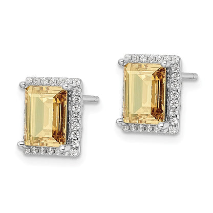 Sterlingsilber Rhodiniert Zirkonia & Gelb Swarovski Kristall Ohrstecker