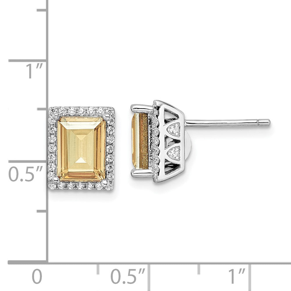 Sterlingsilber Rhodiniert Zirkonia & Gelb Swarovski Kristall Ohrstecker