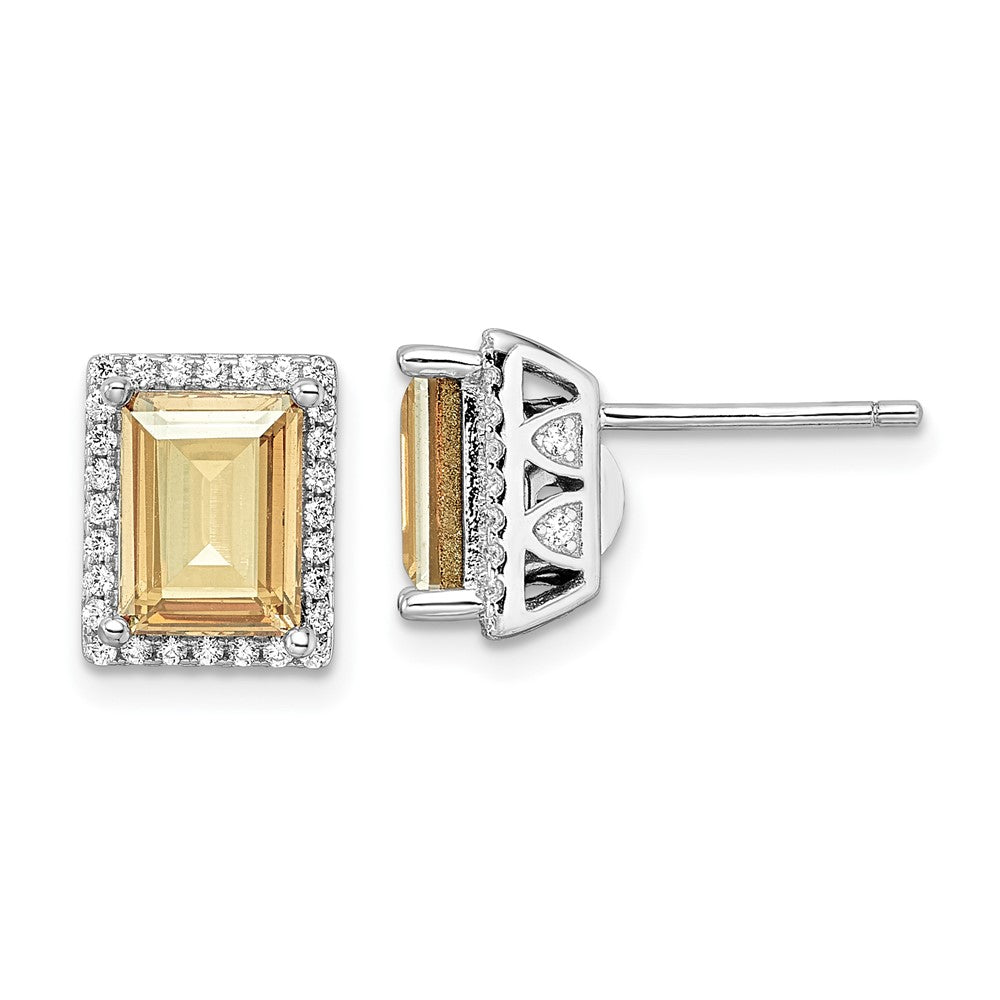 Sterlingsilber Rhodiniert Zirkonia & Gelb Swarovski Kristall Ohrstecker