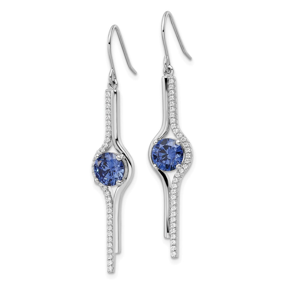 Sterlingsilber Rhodiniert Blau und Klar Zirkonia Ohrhänger