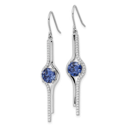 Sterlingsilber Rhodiniert Blau und Klar Zirkonia Ohrhänger