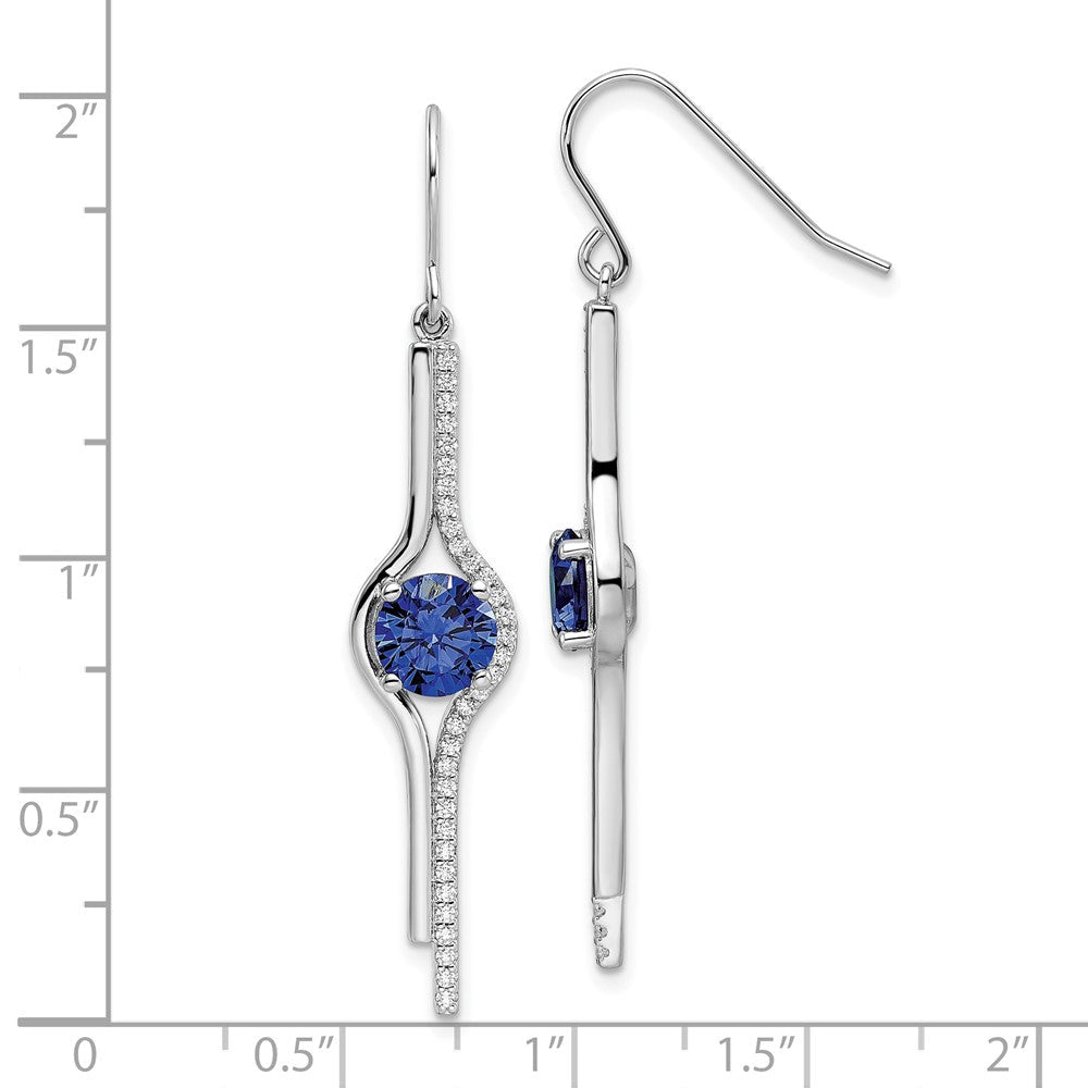 Sterlingsilber Rhodiniert Blau und Klar Zirkonia Ohrhänger