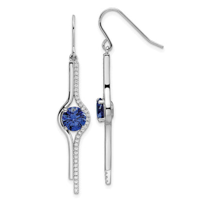Sterlingsilber Rhodiniert Blau und Klar Zirkonia Ohrhänger