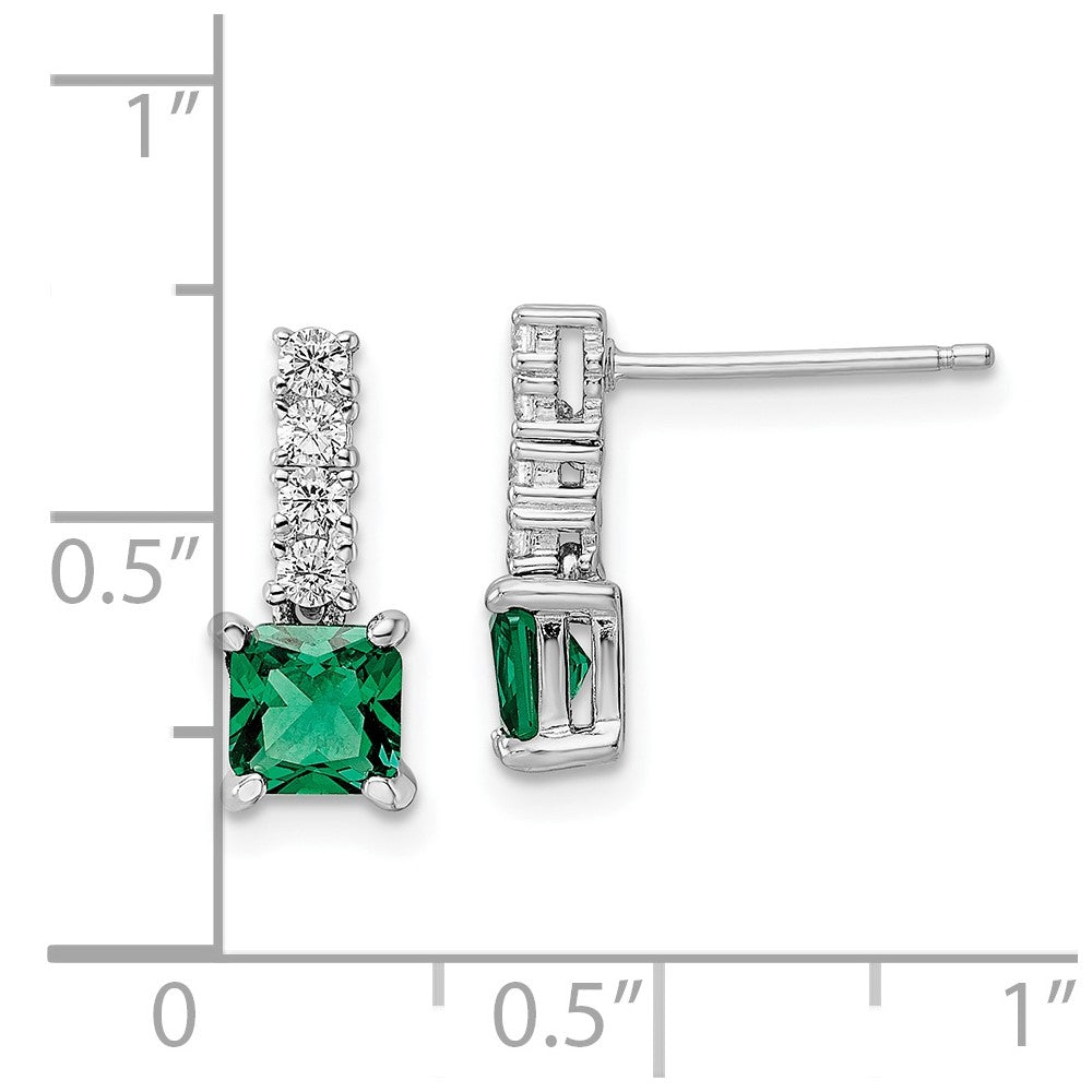Sterlingsilber Poliert Rhodiniert Grün/clear Zirkonia Stecker Ohrhänger