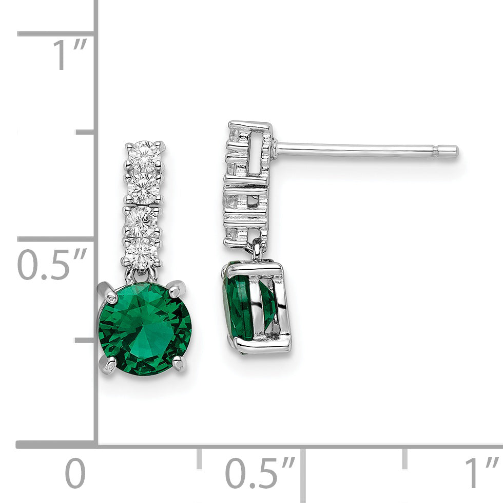 Sterlingsilber Poliert Rhodiniert Grün/clear Zirkonia Stecker Ohrhänger