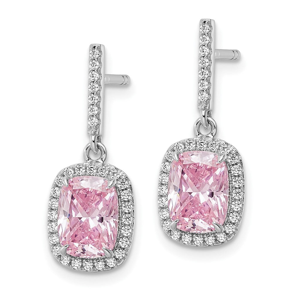 Sterlingsilber Rhodiniert Rosa & Weiß Zirkonia Hängend Ohrstecker