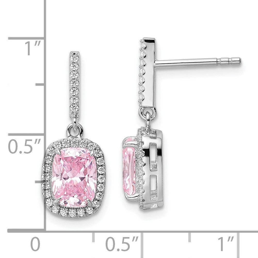 Sterlingsilber Rhodiniert Rosa & Weiß Zirkonia Hängend Ohrstecker