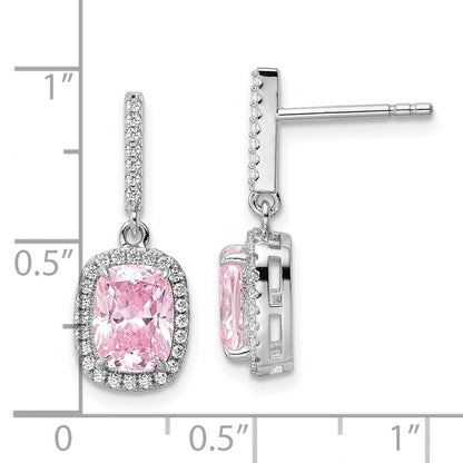 Sterlingsilber Rhodiniert Rosa & Weiß Zirkonia Hängend Ohrstecker