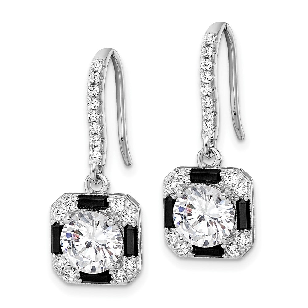 Sterlingsilber Rhodium-plate Zirkonia & Schwarz Nano Kristall Quadratisch Ohrringe