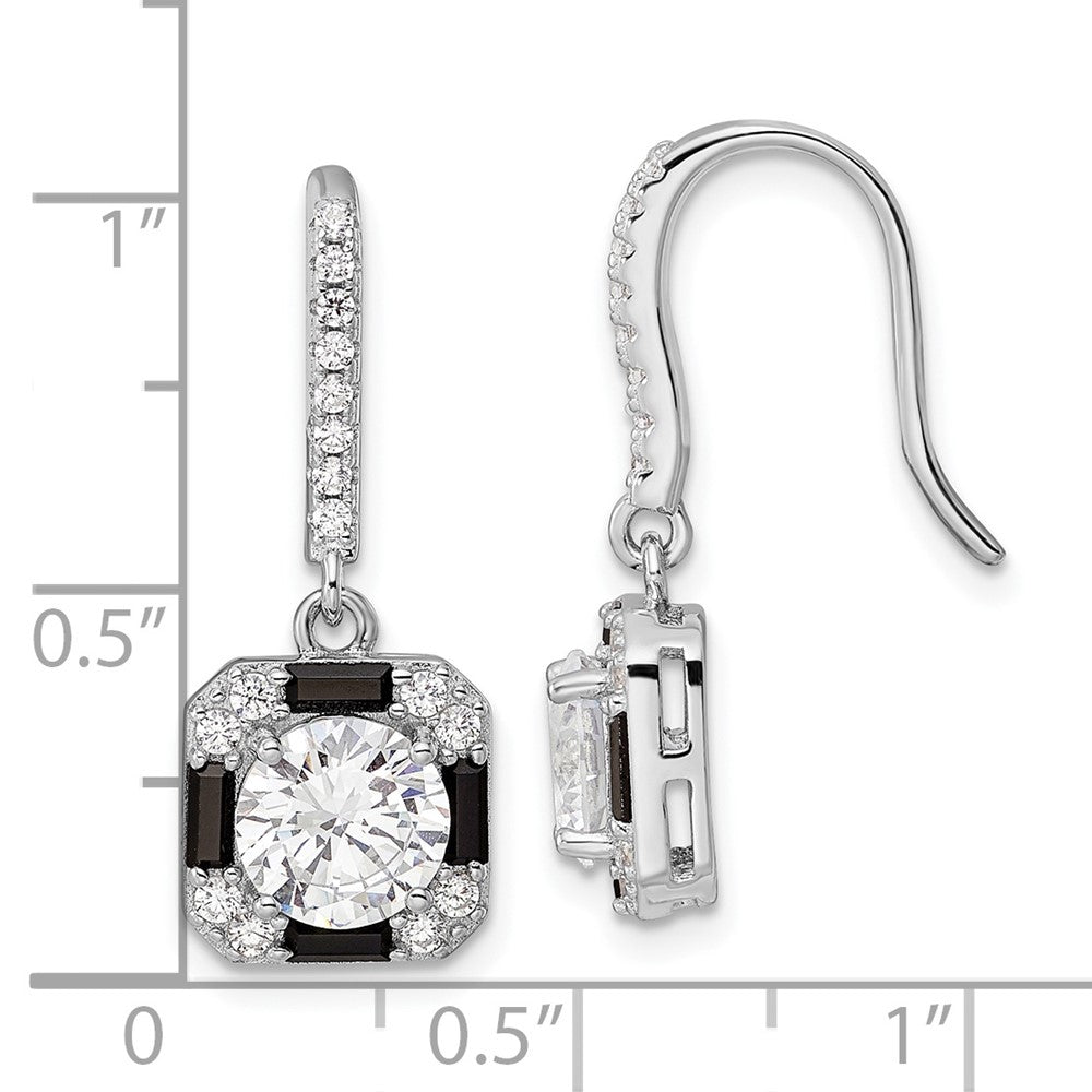 Sterlingsilber Rhodium-plate Zirkonia & Schwarz Nano Kristall Quadratisch Ohrringe