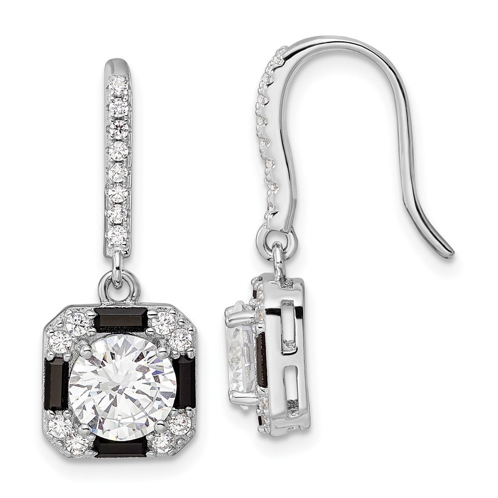 Sterlingsilber Rhodium-plate Zirkonia & Schwarz Nano Kristall Quadratisch Ohrringe