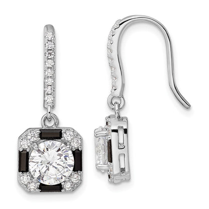 Sterlingsilber Rhodium-plate Zirkonia & Schwarz Nano Kristall Quadratisch Ohrringe
