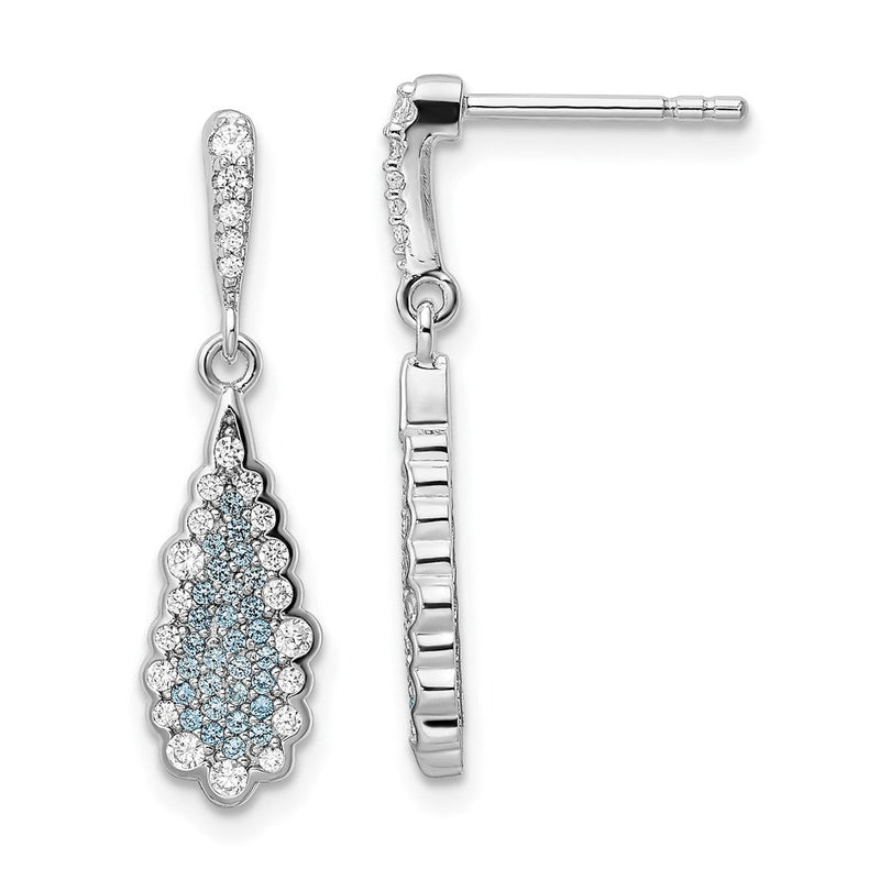 Sterlingsilber Rhodiniert Zirkonia Tropfen Ohrringe