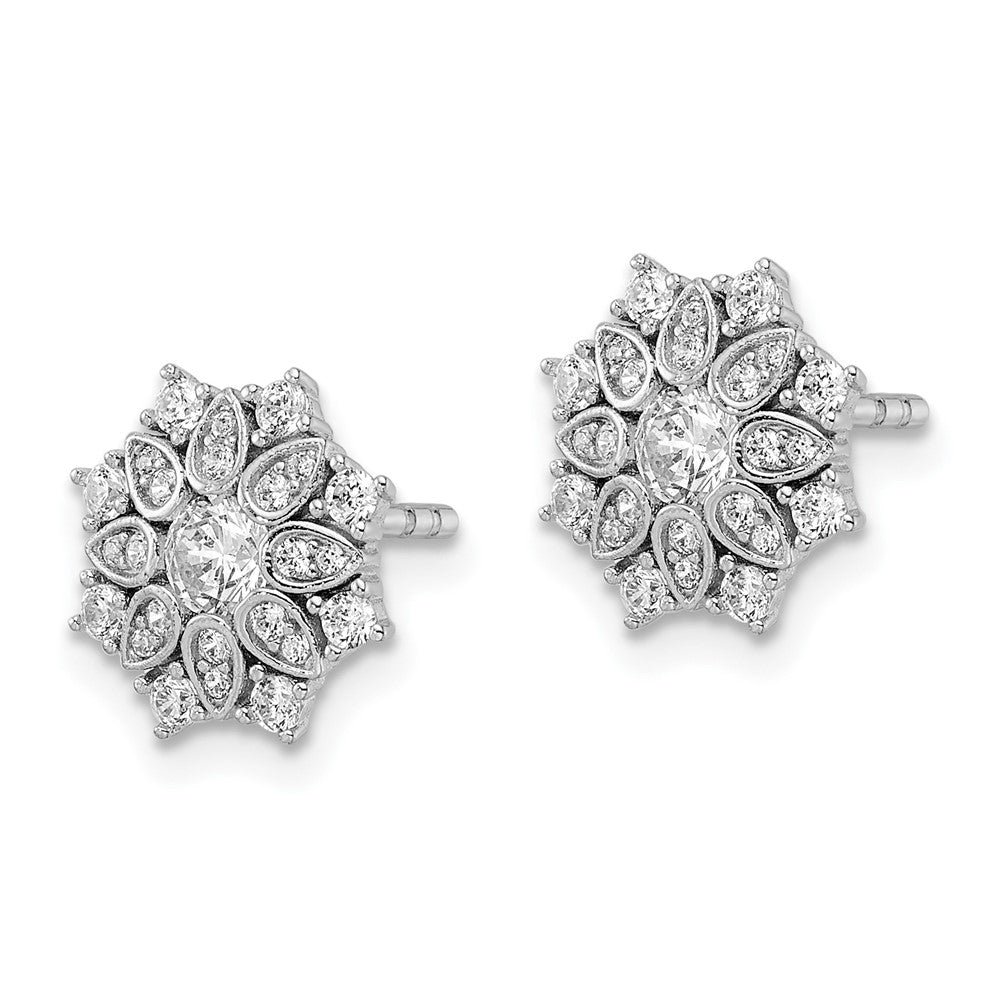 Sterlingsilber Rhodiniert Zirkonia Schneeflocke Ohrstecker