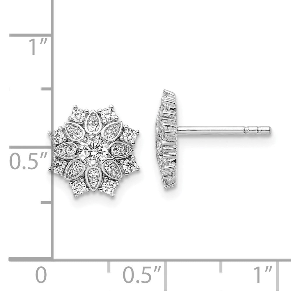 Sterlingsilber Rhodiniert Zirkonia Schneeflocke Ohrstecker