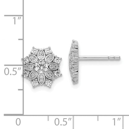 Sterlingsilber Rhodiniert Zirkonia Schneeflocke Ohrstecker