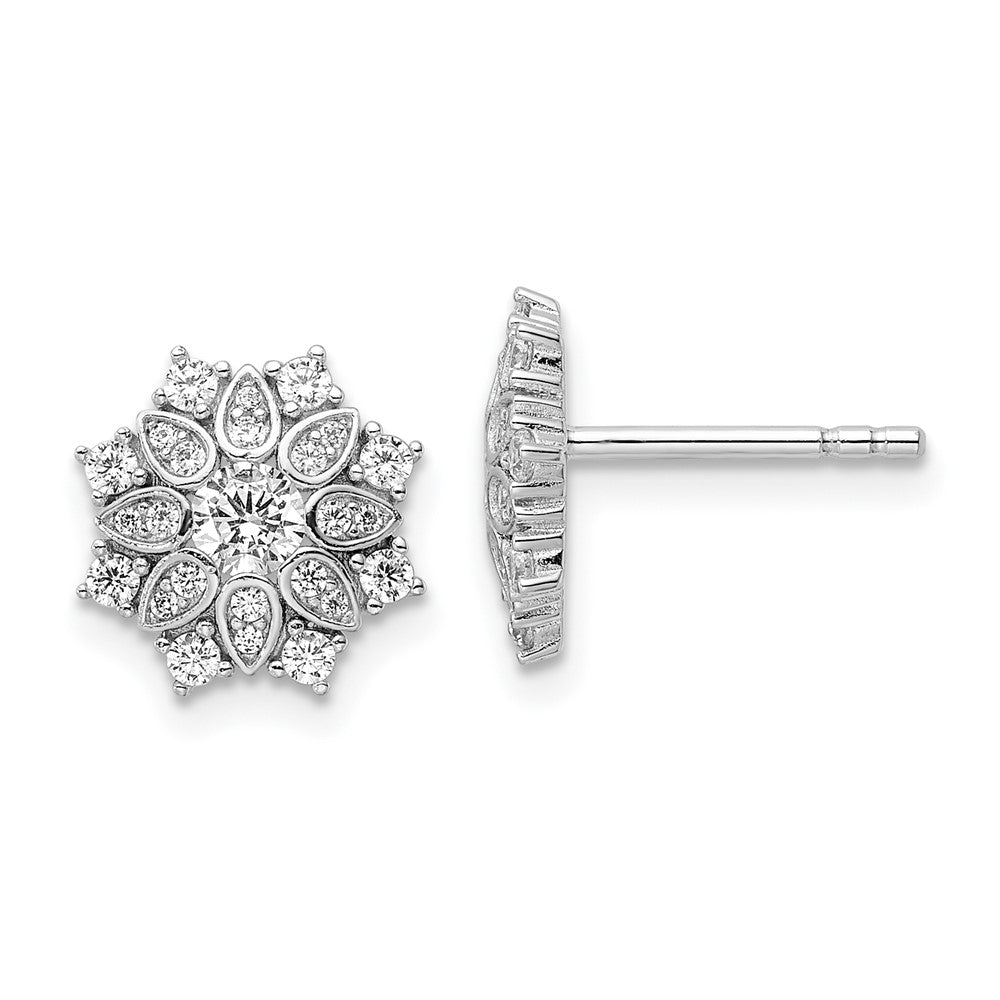 Sterlingsilber Rhodiniert Zirkonia Schneeflocke Ohrstecker