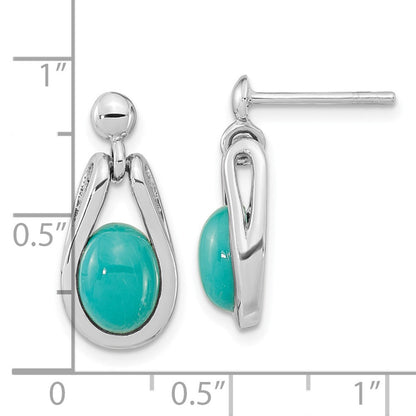 Sterlingsilber Rhodiniert Oval Chinese Türkis Hängend Ohrstecker