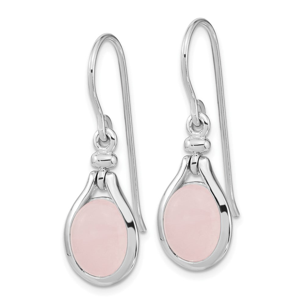 Sterlingsilber Rhodiniert Rose Quarz Oval Ohrhänger