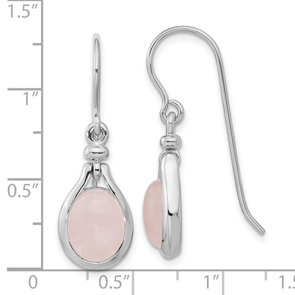Sterlingsilber Rhodiniert Rose Quarz Oval Ohrhänger