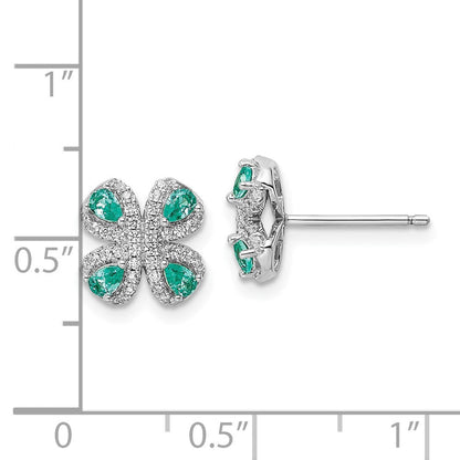 Sterlingsilber Rhodiniert Teal & Weiß Zirkonia Ohrstecker