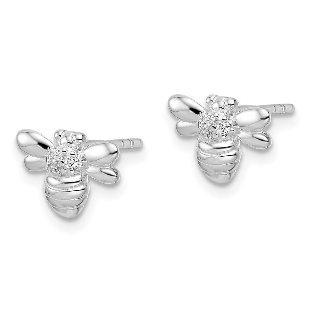 Sterlingsilber Rhodiniert Poliert Zirkonia Bumble Biene Ohrstecker