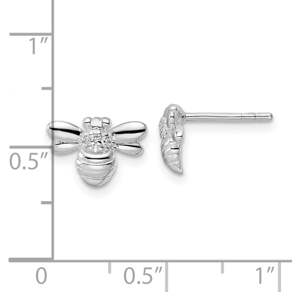 Sterlingsilber Rhodiniert Poliert Zirkonia Bumble Biene Ohrstecker