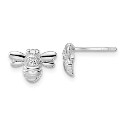 Sterlingsilber Rhodiniert Poliert Zirkonia Bumble Biene Ohrstecker