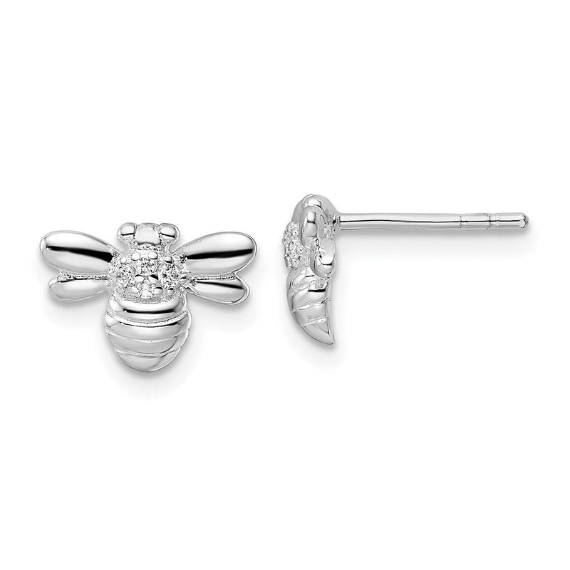Sterlingsilber Rhodiniert Poliert Zirkonia Bumble Biene Ohrstecker